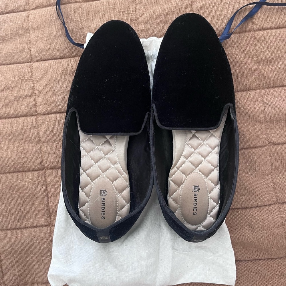 Birdies The Starling Black Velvet Loafer